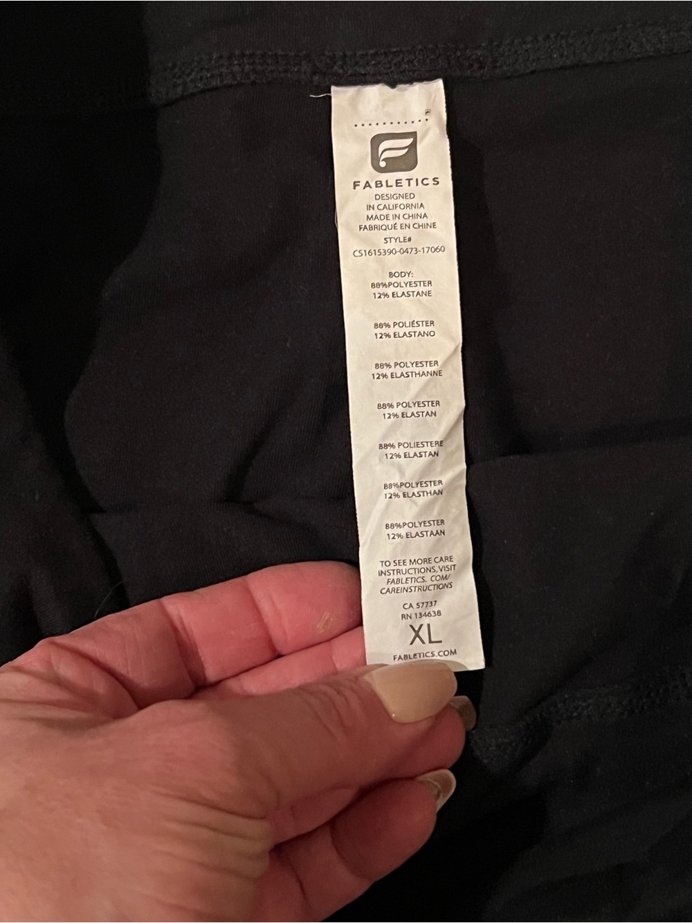 Fabletics Black Capri Leggings with Blue, Neon Yellow & Pink Accents - Picture 4 of 5